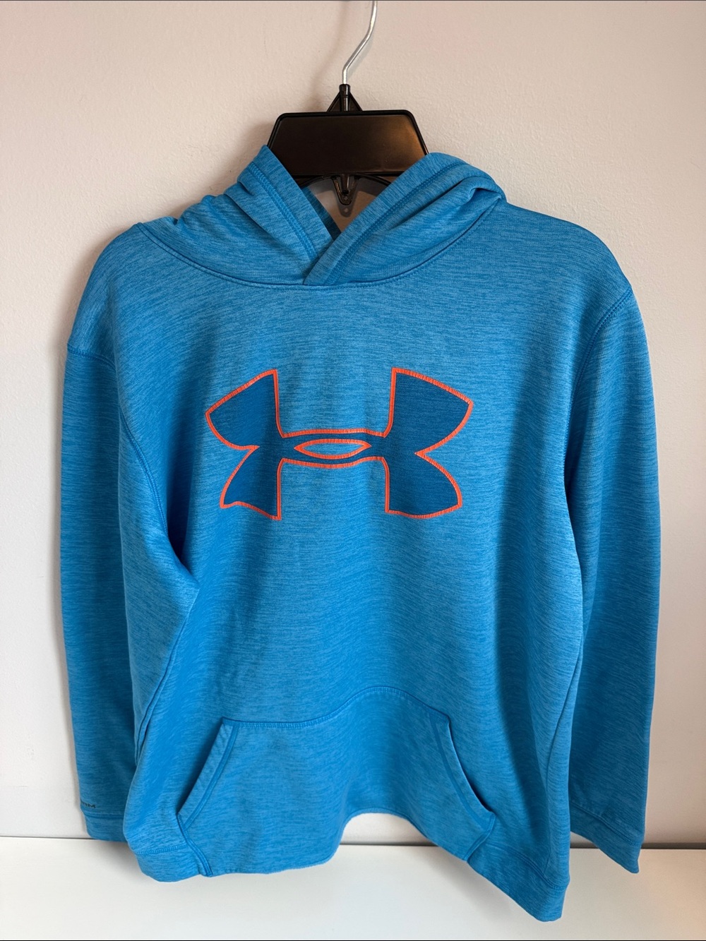 Under Armour Bright Blue Men's Pullover Hoodie with Orange Logo